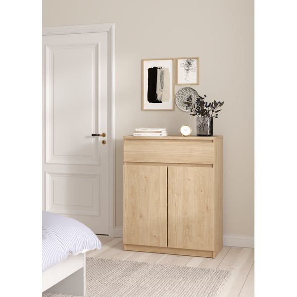 Dabīga toņa kumode ar ozolkoka imitāciju 80x100x40 cm Naia – Tvilum-image-1