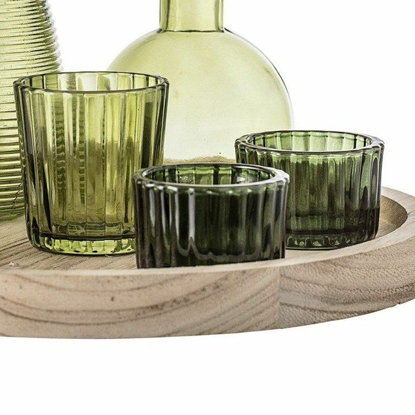 6 zaļu stikla vāžu komplekts ar paplāti Bloomingville Votive-image-2
