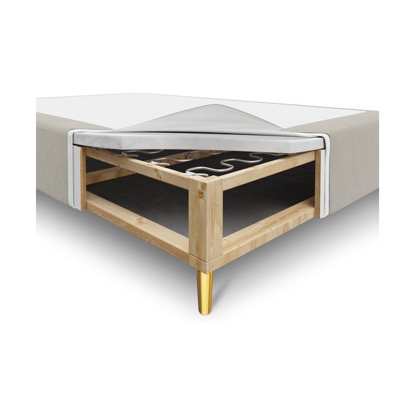 Bēša samta divguļamā gulta Milo Casa Lia, 160 x 200 cm-image-2