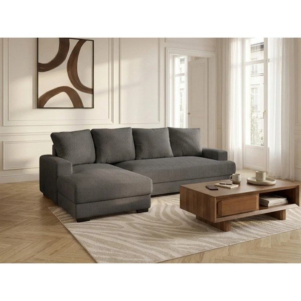 Tumši pelēks velveta salokāms/ar uzglabāšanas vietu stūra dīvāns (ar kreiso stūri/ar zvilni) Campi – Bobochic Paris-image-4