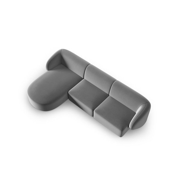 Pelēks samta stūra dīvāns (ar kreiso stūri/ar zvilni) Paolo – Milo Casa-image-2