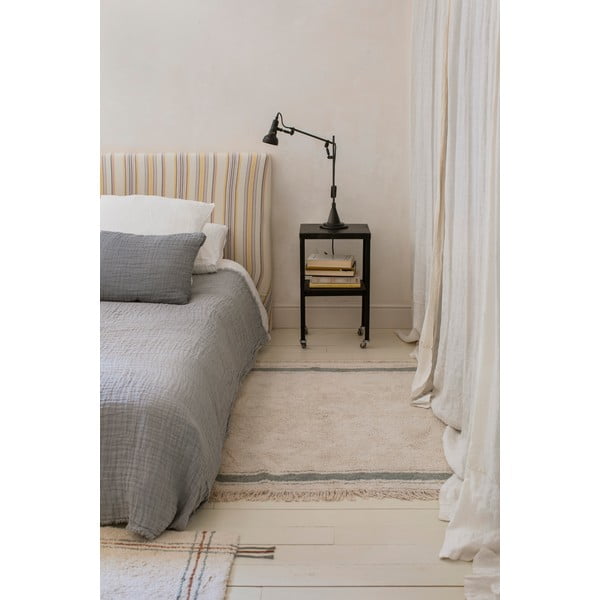 Zils/krēmkrāsas mazgājams/ar rokām darināts kokvilnas paklājs 90x130 cm Gastro Vintage Blue – Lorena Canals-image-3