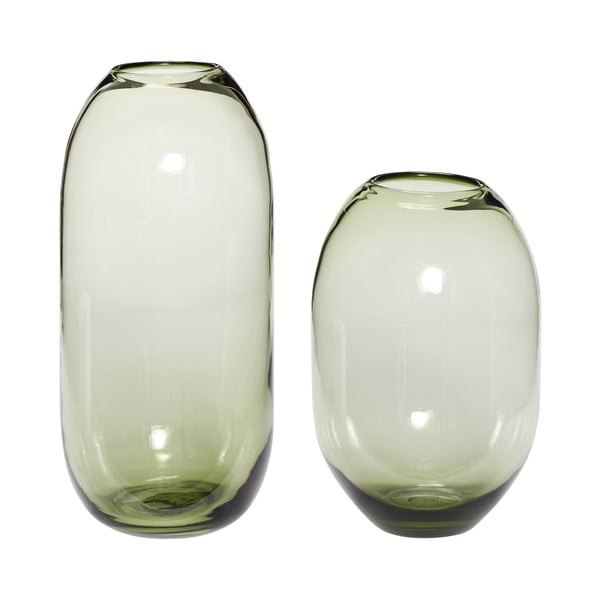 Zaļas stikla rokām darinātas vāzes (2 gab.) (augstums 38 cm) Moss – Hübsch