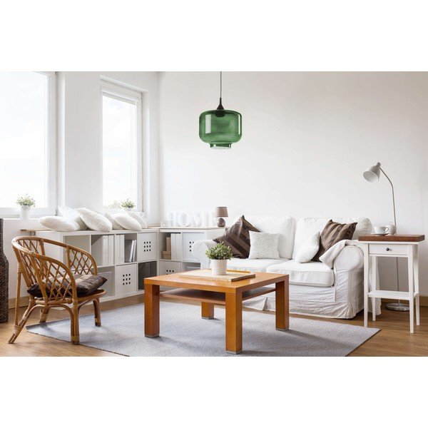 Melna piekaramā lampa ar zaļu stikla abažūru Tierra Bella Ambar, ø 25 cm-image-1