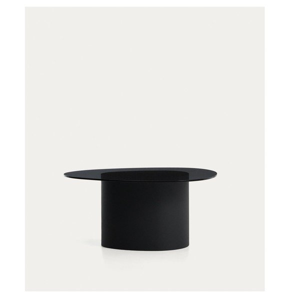 Melns žurnālgaldiņš ar stikla galda virsmu 74x81,5 cm Olir – Kave Home-image-3