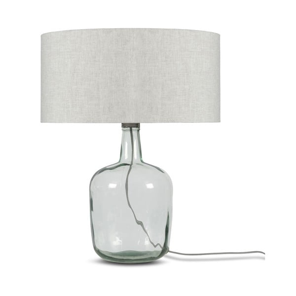 Galda lampa ar gaiši smilškrāsas abažūru un pārstrādāta stikla struktūru Good&Mojo Murano, ⌀ 47 cm