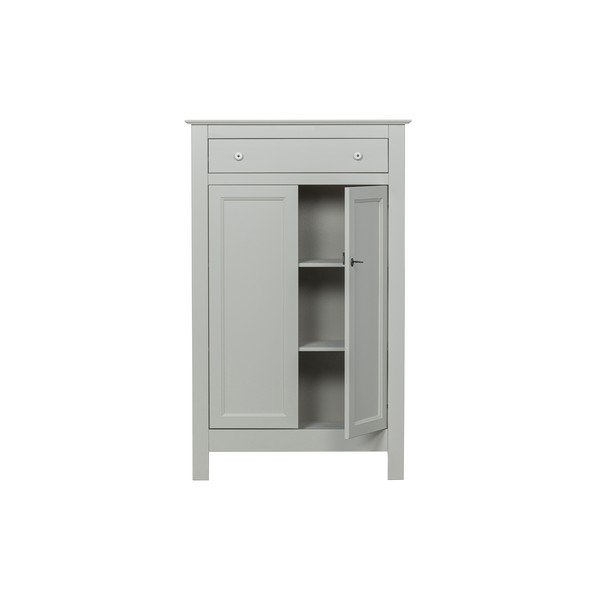 Gaiši pelēka priedes masīvkoka augsta kumode ar slēdzeni 93x150 cm Eva – WOOOD-image-2