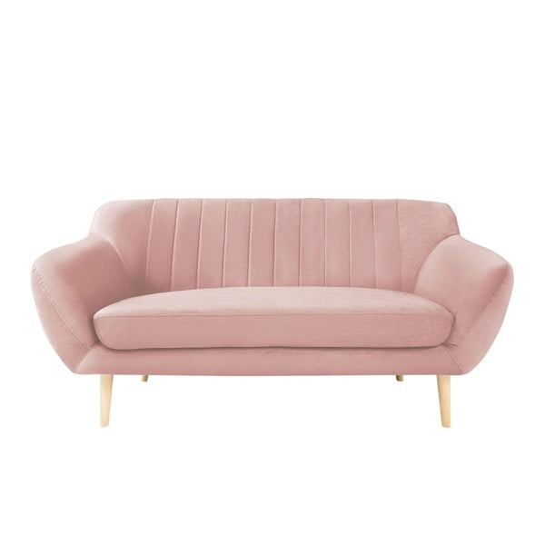 Gaiši rozā samta dīvāns Mazzini Sofas Sardaigne, 158 cm