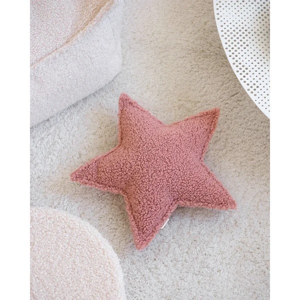 Rozā bērnu dīvāna spilvens no buklē auduma Star – Wigiwama-image-2