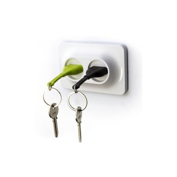 Qualy&CO Double Unplug atslēgu piekariņš ar zaļu un melnu atslēgu piekariņu