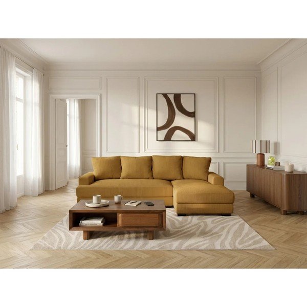 Dzeltens velveta salokāms/ar uzglabāšanas vietu stūra dīvāns (ar labo stūri/ar zvilni) Campi – Bobochic Paris-image-1