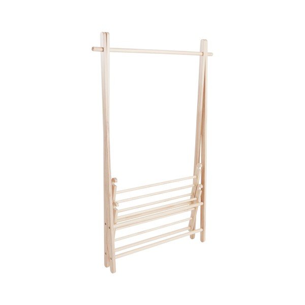Gaiša dabīga toņa priedes masīvkoka drēbju pakaramais statīvs 100x150x41 cm Cole – Jotex-image-2