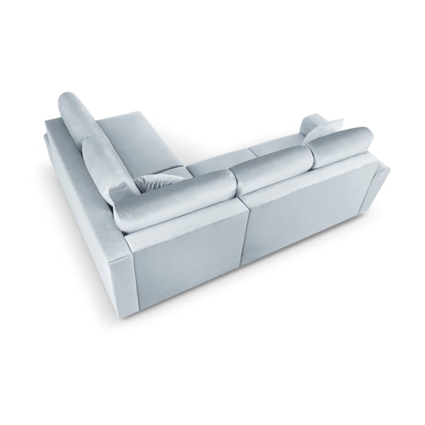 Gaiši zils samta salokāms stūra dīvāns ar uzglabāšanas vietu (ar labo stūri/L veida) Kyoto – Cosmopolitan Design-image-4