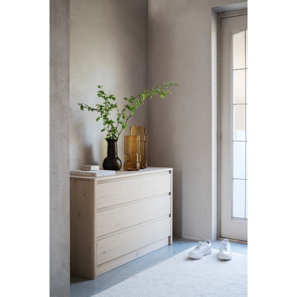 Gaiša dabīga toņa kumode ar ozolkoka imitāciju 110x70x45 cm Melstone – Rowico-image-4