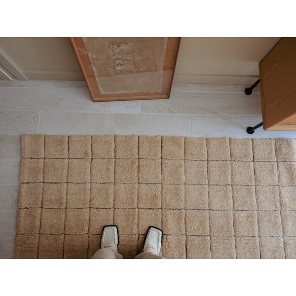 Dzintara dzeltens ar rokām darināts vilnas celiņa paklājs 80x230 cm Mosaic Amber – Lorena Canals-image-1