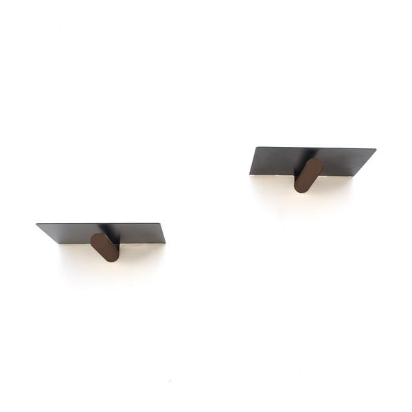 Melni metāla sienas plaukti (2 gab.) 21 cm Rod – Kalune Design