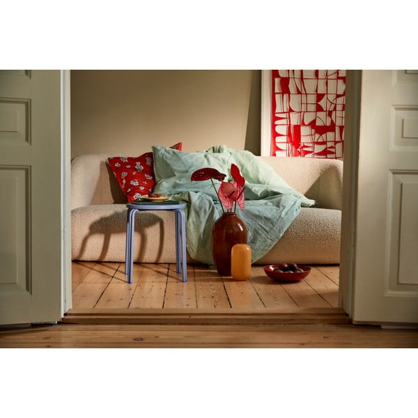 Balta/zaļa divvietīga/īpaši gara gultas veļa no organiskās kokvilnas  200x220 cm Monochrome Lines – JUNA-image-4