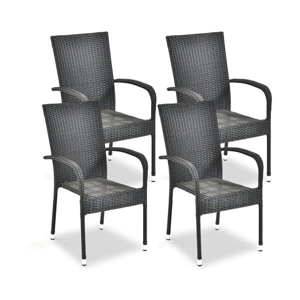 Melni plastmasas dārza krēsli (4 gab.) Paris – Bonami Essentials