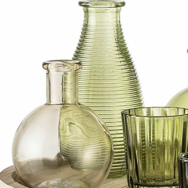 6 zaļu stikla vāžu komplekts ar paplāti Bloomingville Votive-image-1