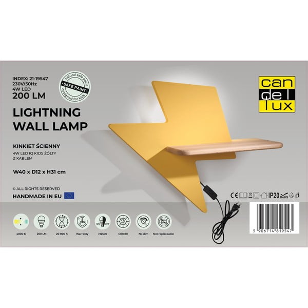 Dzeltens bērnu gaismeklis Lightning – Candellux Lighting-image-2
