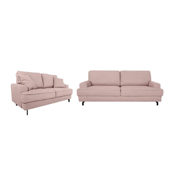 Kooko Home Salsa trīsvietīgs un divvietīgs rozā dīvānu komplekts