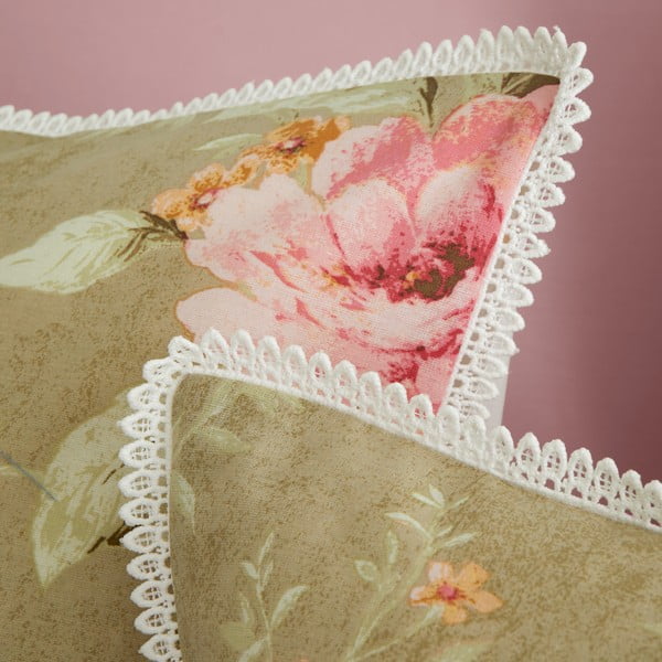 Balta/zaļa vienguļamā gultas veļa 135x200 cm Penelope Floral – Catherine Lansfield-image-4