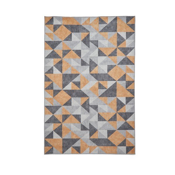 Okera dzeltens/pelēks mazgājams paklājs 61x120 cm Coral Yellow&Grey – Think Rugs
