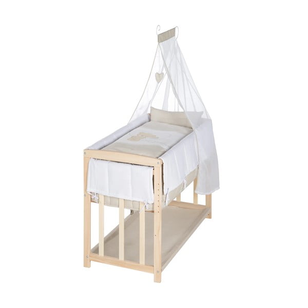 Dabīga toņa šūpulītis ar veļas kasti/ar baldahīnu 90x45 cm Liebhabär – Roba-image-2