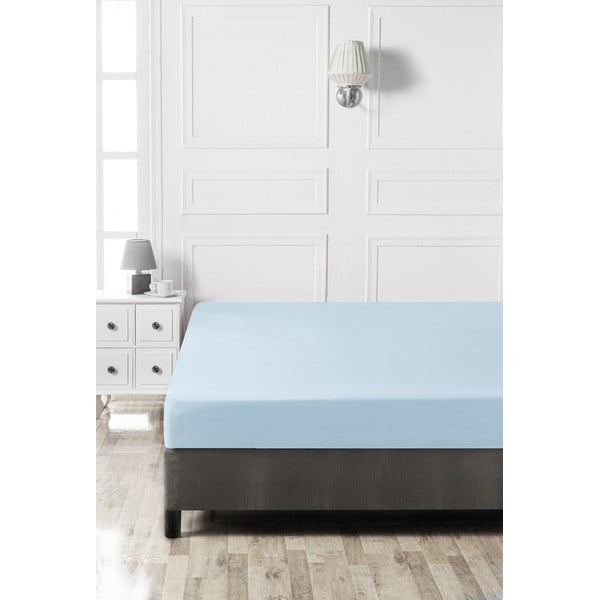 Gaiši zils kokvilnas palags ar gumiju 140x200 cm – Mijolnir-image-2