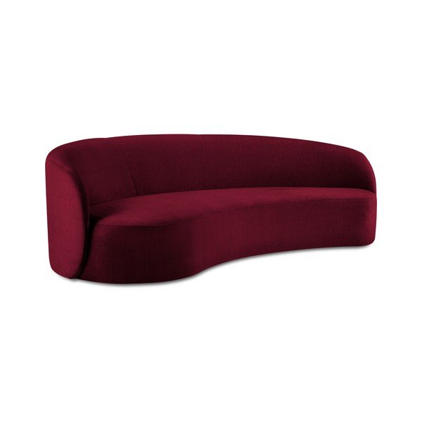 Bordo sarkans samta asimetrisks dīvāns Mazzini Sofas Debbie, kreisais stūris-image-2