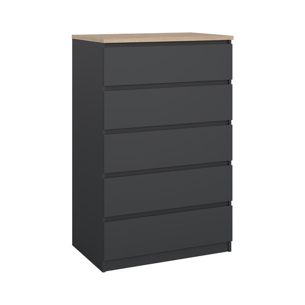 Tumši pelēka kumode 77x121x50 cm Naia – Tvilum-image-2