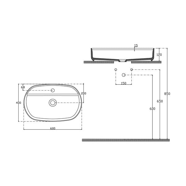 Balta keramikas izlietne 60x40 cm Infinity Oval – Sapho-image-3