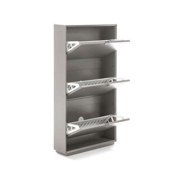 Pelēks apavu skapis ar 3 atvilktnēm Marckeric Luka-image-3