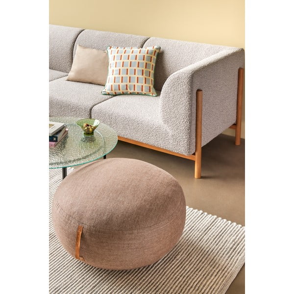 Gaiši brūns pufs Hübsch Turenio, ø 70 cm-image-1