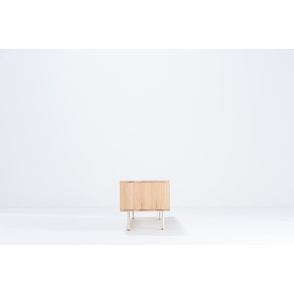 Balts/dabīga toņa ozola masīvkoka TV galdiņš 200x48 cm Fina – Gazzda-image-4