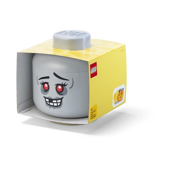 Pelēka plastmasas uzglabāšanas kaste bērniem ø 24x27 cm Head Zombie L – LEGO®-image-2