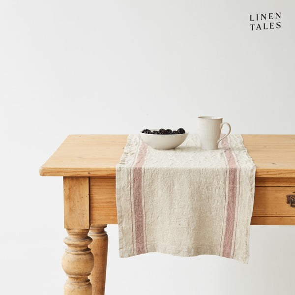 Lina galda celiņš 40x200 cm Beige Stripe Vintage – Linen Tales