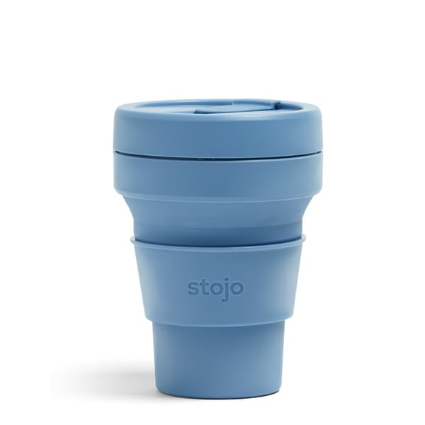 Zila salokāma ceļojumu krūze Stojo Pocket Cup Steel, 355 ml