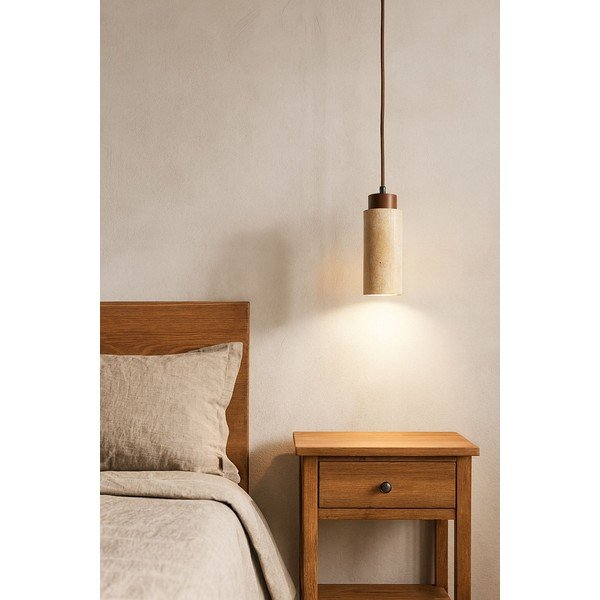 Bēša piekaramā lampa ar akmens abažūru ø 6,5 cm Selma – Opviq lights-image-2