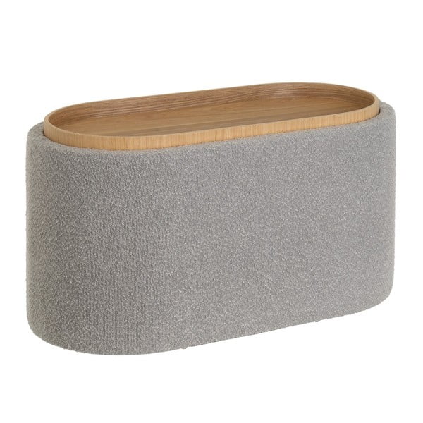 Gaiši pelēks pufs no buklē auduma – Casa Selección-image-2