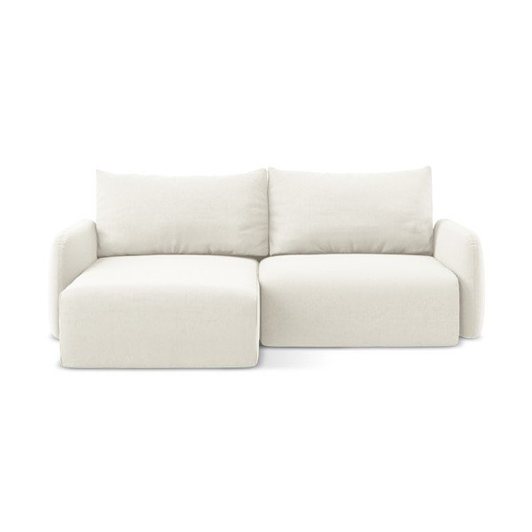 Krēmkrāsas samta salokāms stūra dīvāns ar uzglabāšanas vietu (ar kreiso stūri/ar zvilni) Kalena – Makamii