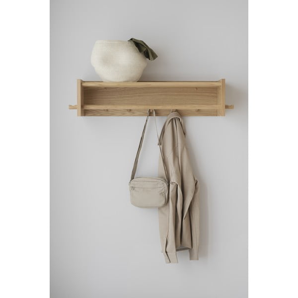 Dabīga toņa ozola masīvkoka sienas pakaramais ar plauktu Hillmond – Rowico-image-1