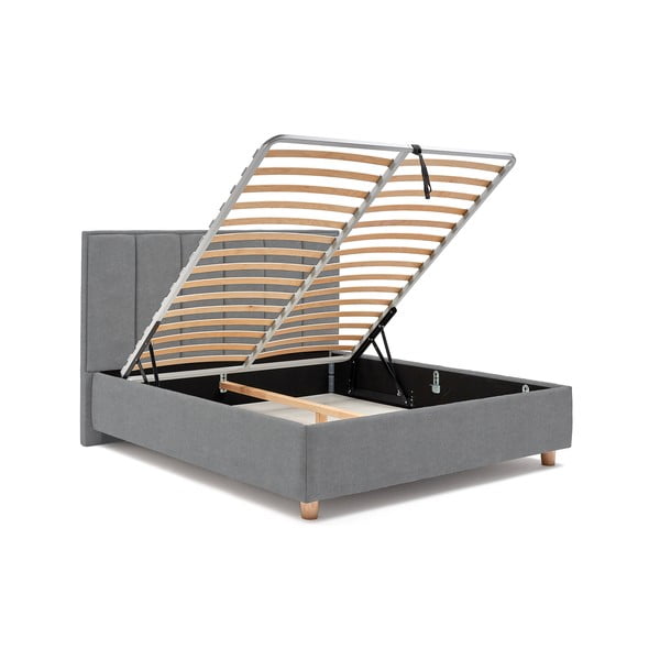 Pelēka divguļamā gulta ar režģi un uzglabāšanas vietu ProSpánek Wega, 180 x 200 cm-image-4