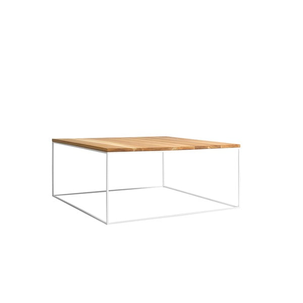 Kafijas galdiņš ar baltu pamatni un ozolkoka virsmu Custom Form Tensio, 100 x 100 cm
