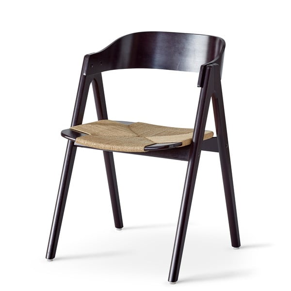 Melns dižskābarža pusdienu krēsls ar rotangpalmas sēdekli Findahl by Hammel Mette