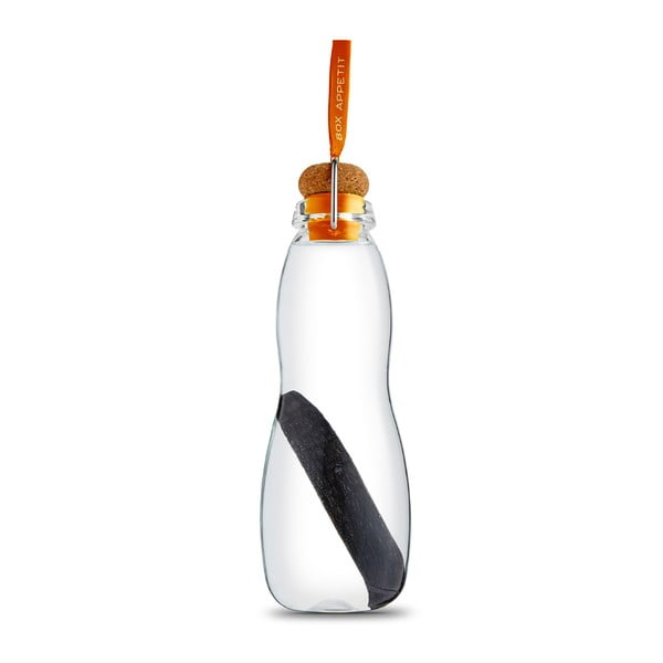 Oranžā stikla filtrēšanas pudele ar neoprēna vāku un binchotan Melna Blum Pure, 600 ml