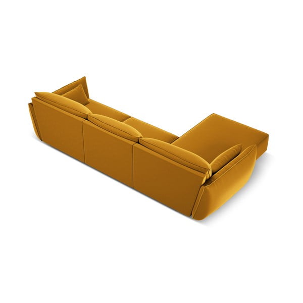 Sinepju dzeltens samta stūra dīvāns (ar kreiso stūri/ar zvilni) Vanda – Mazzini Sofas-image-3