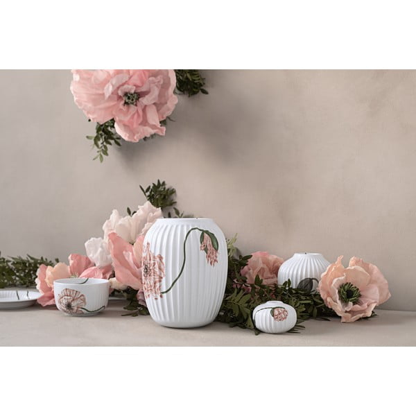 Balta porcelāna vāze Kähler Design Poppy, augstums 21 cm-image-3