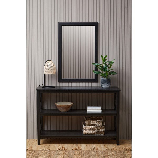 Melns priedes masīvkoka plaukts 120x81x40 cm Heritage – Premier Housewares-image-4