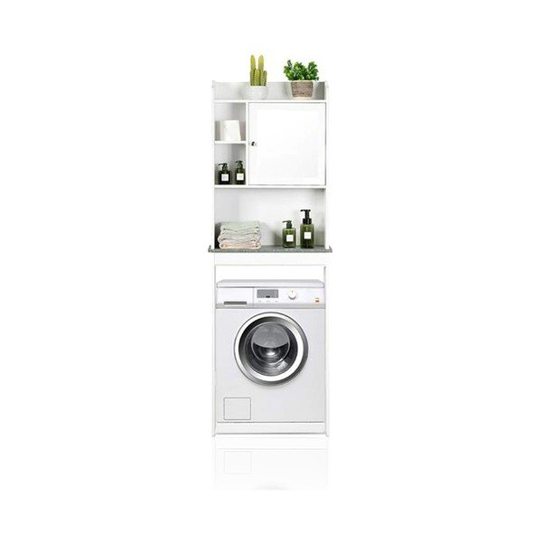 Balts augsts skapītis virs veļas mašīnas 58x173 cm Laundry – Tomasucci-image-2